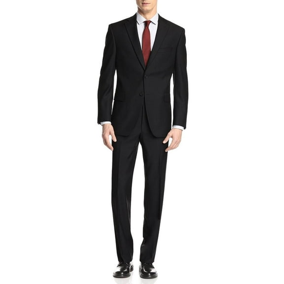 GN GIORGIO NAPOLI Presidential Men's Suit Two Button 2 Piece Modern Classic Fit Black