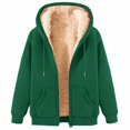 thumbnail image 4 of Unisex Fleece Hooded Winter Jacket Zip Up Warm Coat with Pockets Solid Color Casual Outerwear, 4 of 4