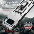 thumbnail image 3 of KOMI Designed for Google Pixel 9, Military-Grade Drop-Proof Case with Sliding Camera Cover and Ring Kickstand, Heavy Duty Shockproof Full Body Protective Phone Case, Silver, 3 of 5