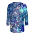 thumbnail image 5 of Enjoytime Shirts Women Printed Crewneck 3/4 Sleeve Blouses Casual Holiday Party Loose Plus Size Tops Fashion Fall Winter Clothes 2025 Light blue XL, 5 of 5