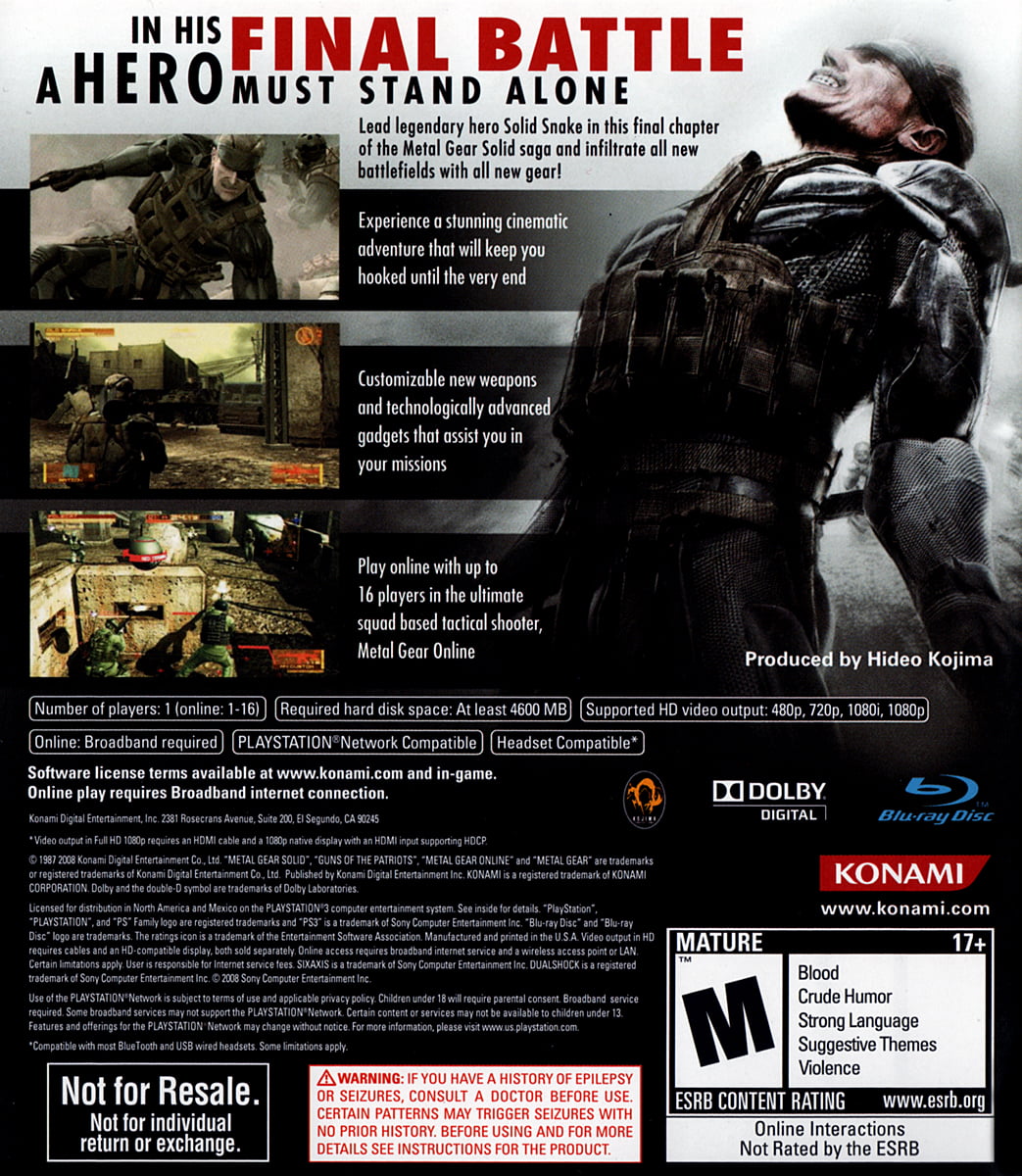 Metal Gear Solid 4: Guns of the Patriots | PlayStation 3 | PS3 