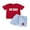 Red, variant on BemeyourBBs Boy Summer Outfits Apple Embroidery Short Sleeve T-Shirts Plaid Shorts