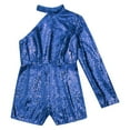 thumbnail image 5 of iEFiEL Women's Sparkly Sequin Shorts Jumpsuits One Shoulder Long Sleeve Romper Party Club Outfit Royal Blue XL, 5 of 7