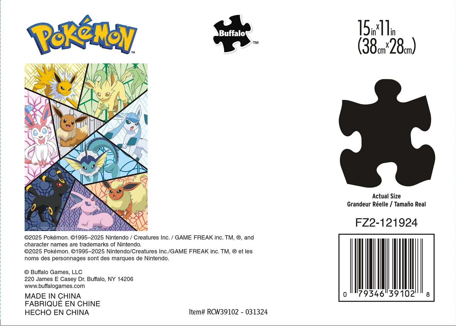 Buffalo Games Pokemon Eevee Montage 100-Piece 15 x 11-Inch Interlocking Jigsaw Puzzle in Plastic Ball for Children Ages 6+