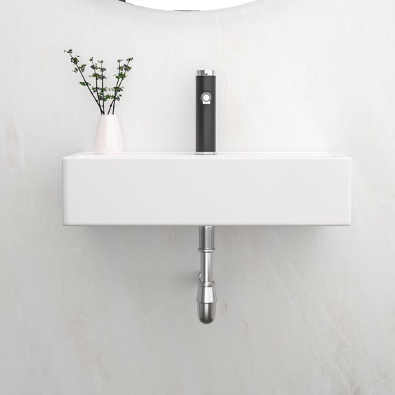 White Rectangular Wall - Mounted Bathroom Sink / Acid - Resistant, Easy - to - Clean for Bathroom