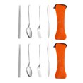 thumbnail image 1 of Cubiertos portátiles con estuche, juego de utensilios de viaje para acampar, cubiertos reutilizables, 4 Uds., 2 juegos, 1 of 5