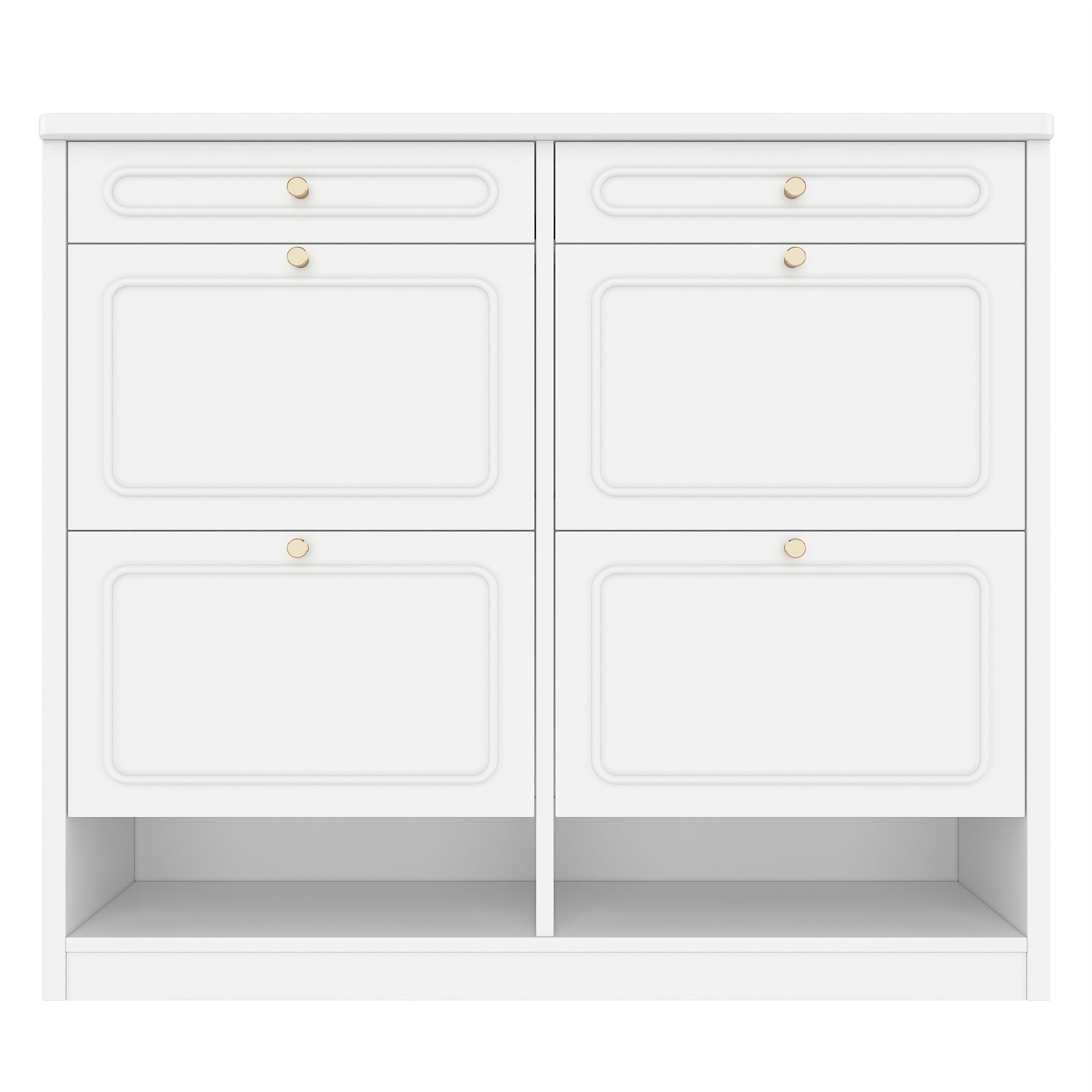 Jopath Shoe Cabinet with 4 Flip Drawers and 2 Storage Drawers,Farmhouse Wooden Sturdy Shoes Rack Organizer for Hallway,Closet,Living Room,Bedroom,White