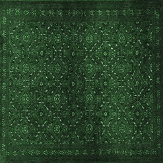 Ahgly Company Indoor Square Persian Emerald Green Traditional Area Rugs, 7' Square