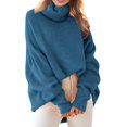 thumbnail image 1 of Women's Oversized Turtleneck Sweater Long Batwing Sleeve Ribbed Knit Pullover Fall Winter Fashion Plus Size Tunic Top, 1 of 3