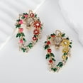 thumbnail image 5 of Rhinestone Christmas Wreath Brooch Pin for Women Gold-Toned Fashion Crystal Red Green Flower Basket Brooches Lapel Pins Trendy Suit Collar Dress Accessories Xmas Jewelry for Winter Holiday, 5 of 10
