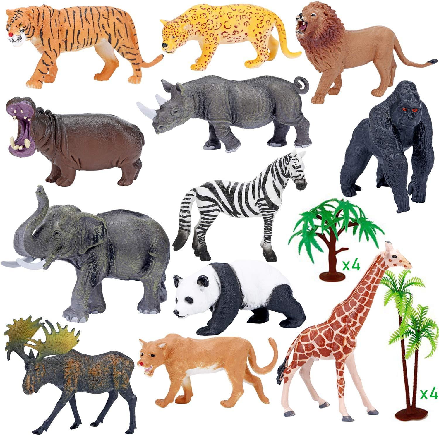 36 NEW ZOO ANIMALS 2" TOY PLAYSET WILD JUNGLE GORILLA ZEBRA TIGER LION SAFARI 