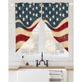 thumbnail image 2 of Vintage American Flag Swag Valances for Windows, Blue Red White Star US Flag Rod Pocket Sheer Valances for Large Windows, Swag Toppers Light Filtering for Kitchen Living Room 2 Panels 36''x63'', 2 of 6