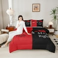 thumbnail image 4 of Manfei Mr Mrs Full Size Comforter Sets,Couple Valentine Day Bedding Comforter Set,Red Black Bedding Sets For Men Women,Ultra Soft Home Decor Reversible,3-Piece, 4 of 8