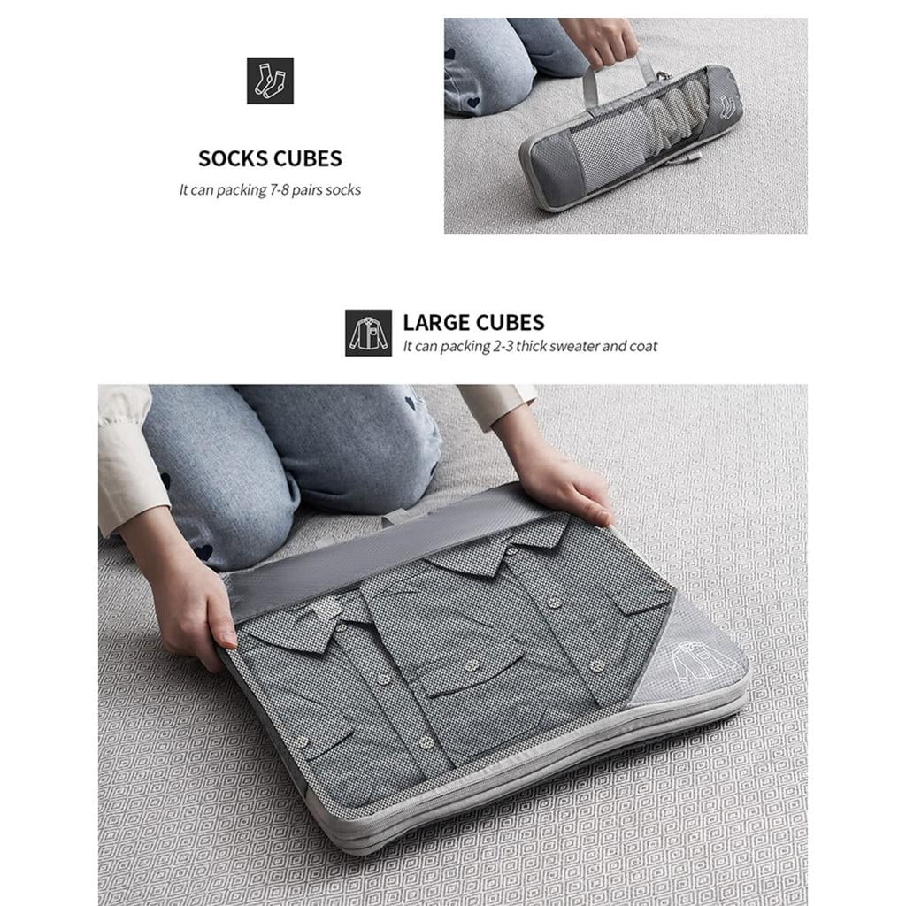 Compressed Packing Cubes Travel Storage Bag Set Mesh Visual Luggage Portable Lightweight Suitcase