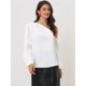 thumbnail image 3 of Blusa de Trabajo de Oficina Elegante  Manga Larga con Hombros Descubiertos para Mujer blanco S, 3 of 6