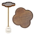 thumbnail image 3 of JONATHAN Y Colby 24.5" Classic Cottage Wood/Metal Drink Table and Decorative End Table with Quatrefoil Top and White Marble Base, Dark Brown/Gold, END3000B, 3 of 5