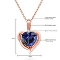 thumbnail image 4 of Gem Stone King 18K Rose Gold Plated Silver Blue Iolite and White Moissanite Heart Shape Pendant Necklace for Women (1.27 Cttw, Heart 8MM, Gemstone Birthstone, with 18 inch Chain), 4 of 4