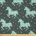thumbnail image 2 of Ambesonne Abstract Fabric by the Yard Microfiber, Galloping Unicorns, 3 Yards, Mint Dark Taupe Pink, 2 of 2