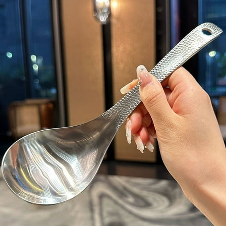 Stainless Steel Dining Spoon Hammer Handle Rice Spoon Large Spoon Household Spoon Big Soup Spoon Buffet Serving Tableware