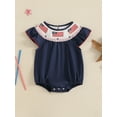 thumbnail image 4 of 4th Of July Baby Girl Outfit Newborn Smocked Bubble Romper Infant USA Flag Bodysuit Top Summer Patriotic Clothes, 4 of 9