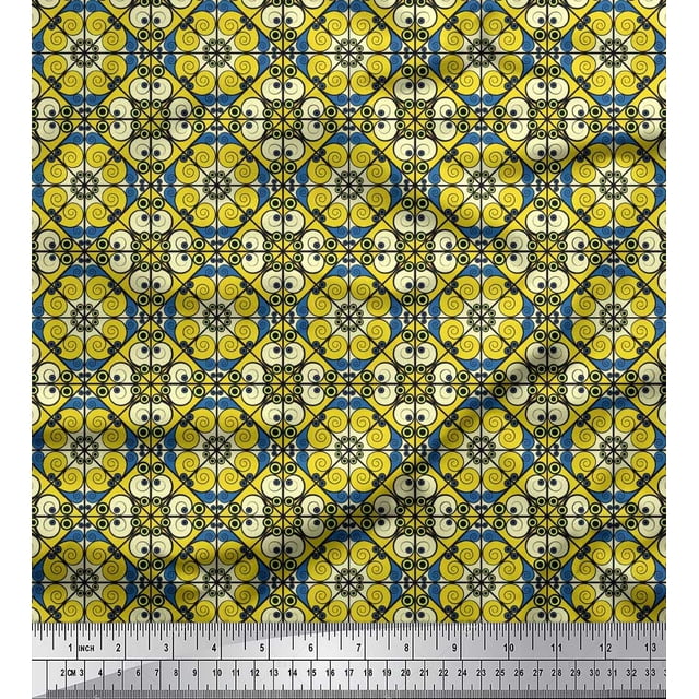 Soimoi Poly Georgette Fabric Geometric & Paisley Decorative Decor Fabric Printed Yard 42 Inch Wide