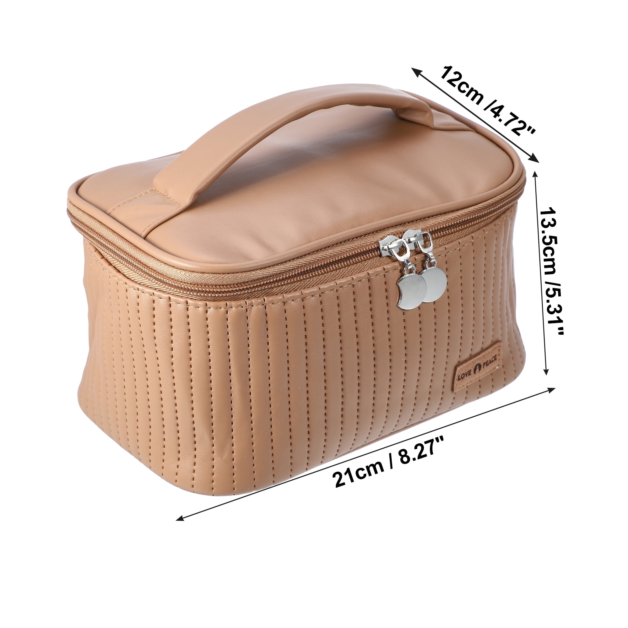 Unique Bargains Floral Makeup Bag Zipper Flower Cosmetic Pouch Brown
