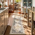 thumbnail image 2 of Long Bathroom Rugs Runner, 2x6 Hallway Runner Rug, Oriental Machine Washable Soft Non Slip Non Shedding Low Pile Printed Indoor Throw Carpet Runner for Entryway Bathroom Laundry, Gold, 2 of 8