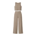 thumbnail image 6 of Khunlpohl Women's 2 Piece Sets Crew Neck Cropped Sleeveless Tank Tops and Straight Leg Loose Pants Summer Trendy Casual Vacation Set, 6 of 7