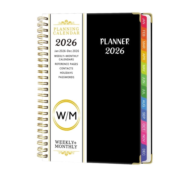 Hoowood 2026 Planner Weekly and Monthly Appointment Book 12 month with 15 minute Increments 6.2 x 8.5 inch Black