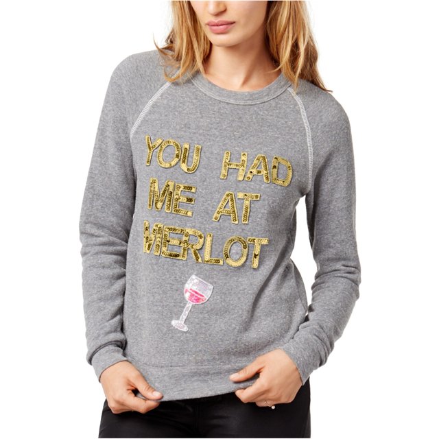 Sudadera Bow & Drape You Had Me At Merlot para mujer gris pequeño