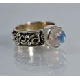 thumbnail image 3 of Navya Craft Rainbow Moonstone Round 925 Sterling Silver Handmade Women Statement Ring Size 9.5, 3 of 5