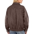 thumbnail image 5 of Drovellove Plus Size Women's Faux Leather Jacket with Stand Up Collar | Long Sleeve Zippered Outwear with Pockets for Casual Daily Wear, 5 of 7