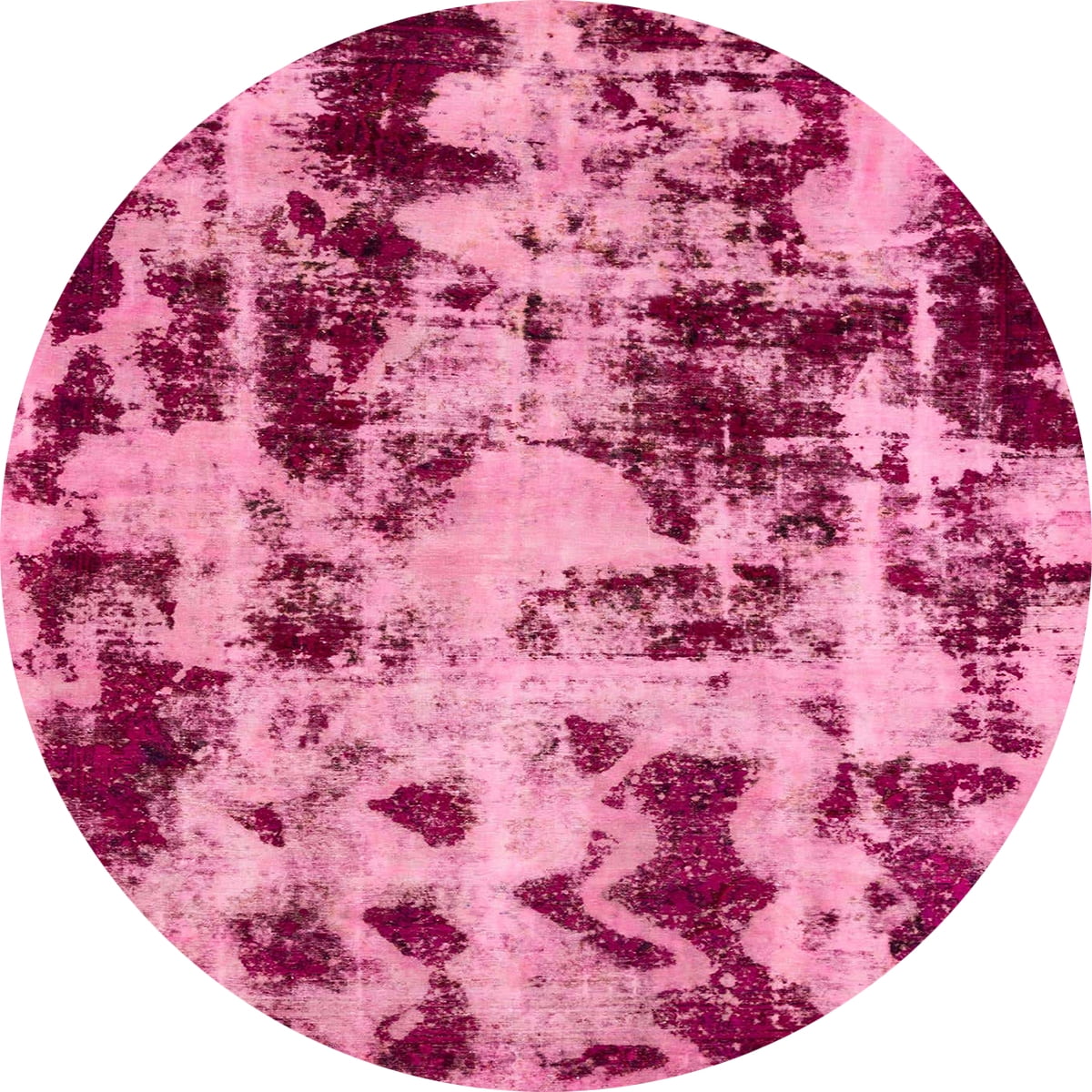 Ahgly Company Indoor Round Abstract Hot Pink Abstract Area Rugs, 5 ...