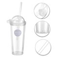 thumbnail image 3 of Plastic Straw Cup Double-deck Water Cup Practical Juice Glass Coffee Cup, 3 of 7