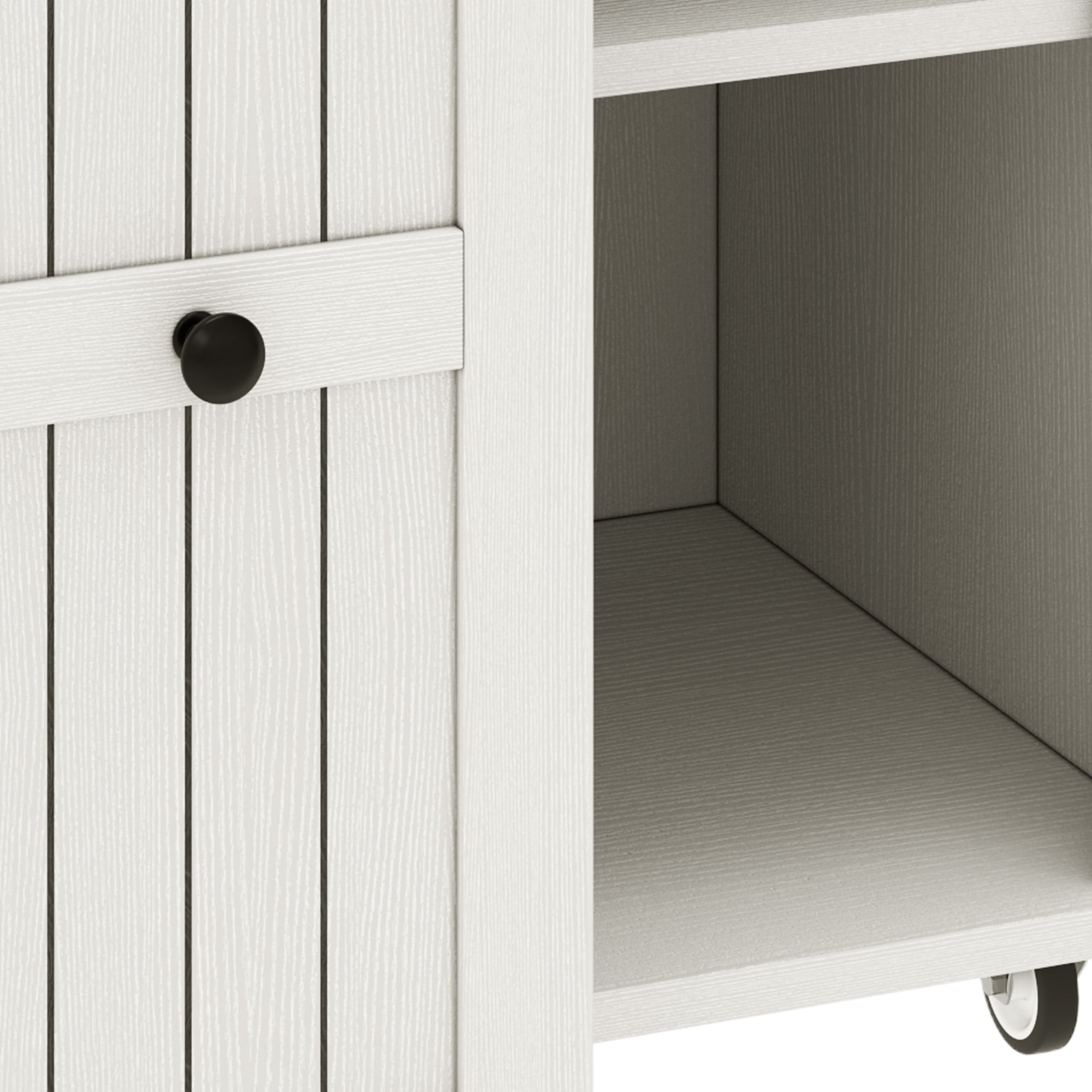 Uforic Modern Kitchen Island Table with 2 Chairs, Kitchen Island with Wheels & Large Storage, White