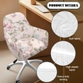 thumbnail image 5 of ZIATUBLES Pink Peony Print Modern Curved Back Chair Covers with Armrests Stretchable Accent Dining Room Chair Slipcovers Removable Swivel Vanity Office Desk Armchair Protector, 5 of 7