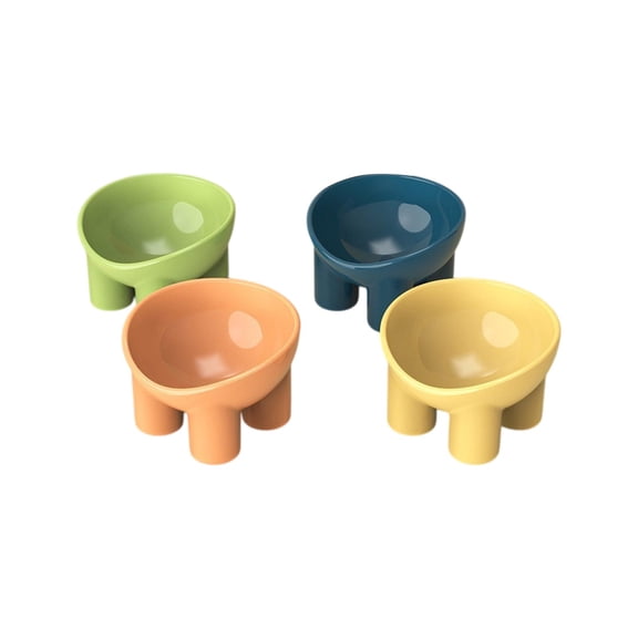 Tuscom 4 Pack Spill Proof Pet Bowls, Non-STeens Tilted Dog Bowls with Wide Mouth & Elevated Design for Easy Eating, Anti-Chin Crash Cat Food Water Dishes, 4 Colors, Plastic Pet Feeding Dishes Set
