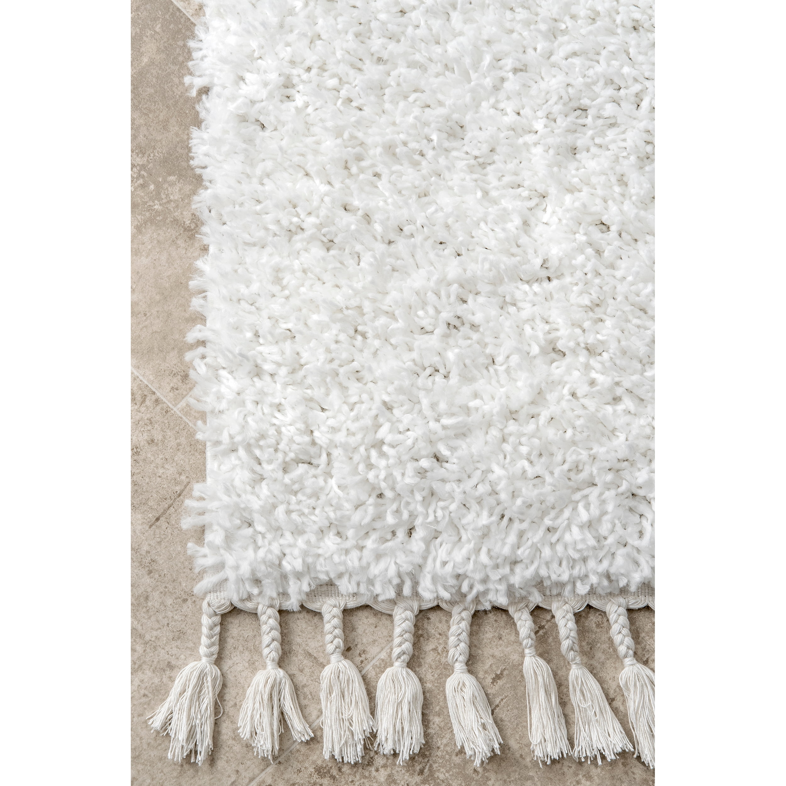 nuLOOM Neva Modern Tasseled Shag Ivory 3' x 5' Modern Area Rug