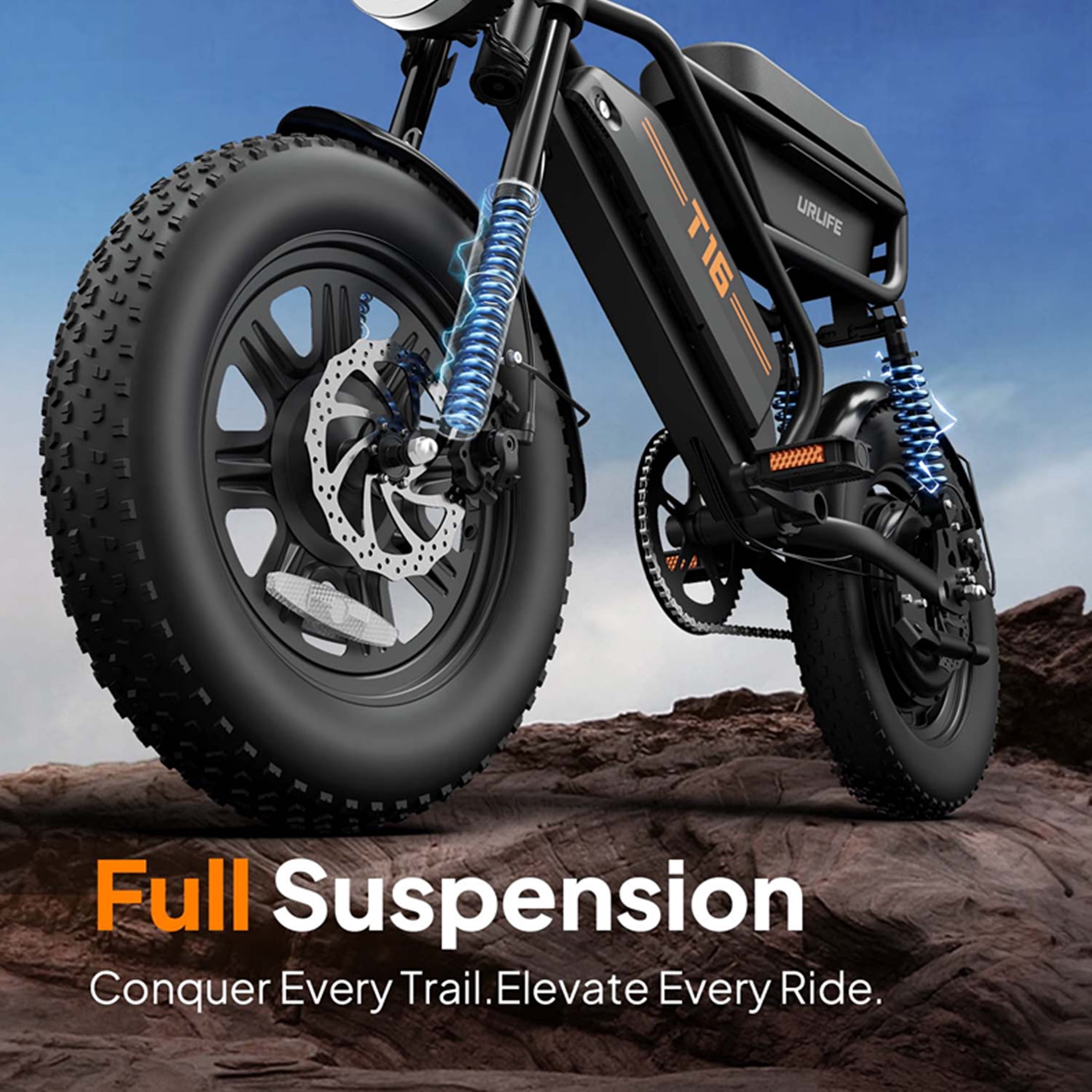 URLIFE 16"*3.0 Fat Tire Electric Bike for Adult, 1000W Peak Motor, 48V 13Hh Removable Battery, Up to 28MPH 80Miles Range, Electric Dirt/Mountain Bike-UL2849
