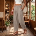 thumbnail image 4 of Cmfcve Barrel Pants for Women Summer Casual High Waisted Balloon Pants Boho Baggy Beach Wide Leg Pants, 4 of 7