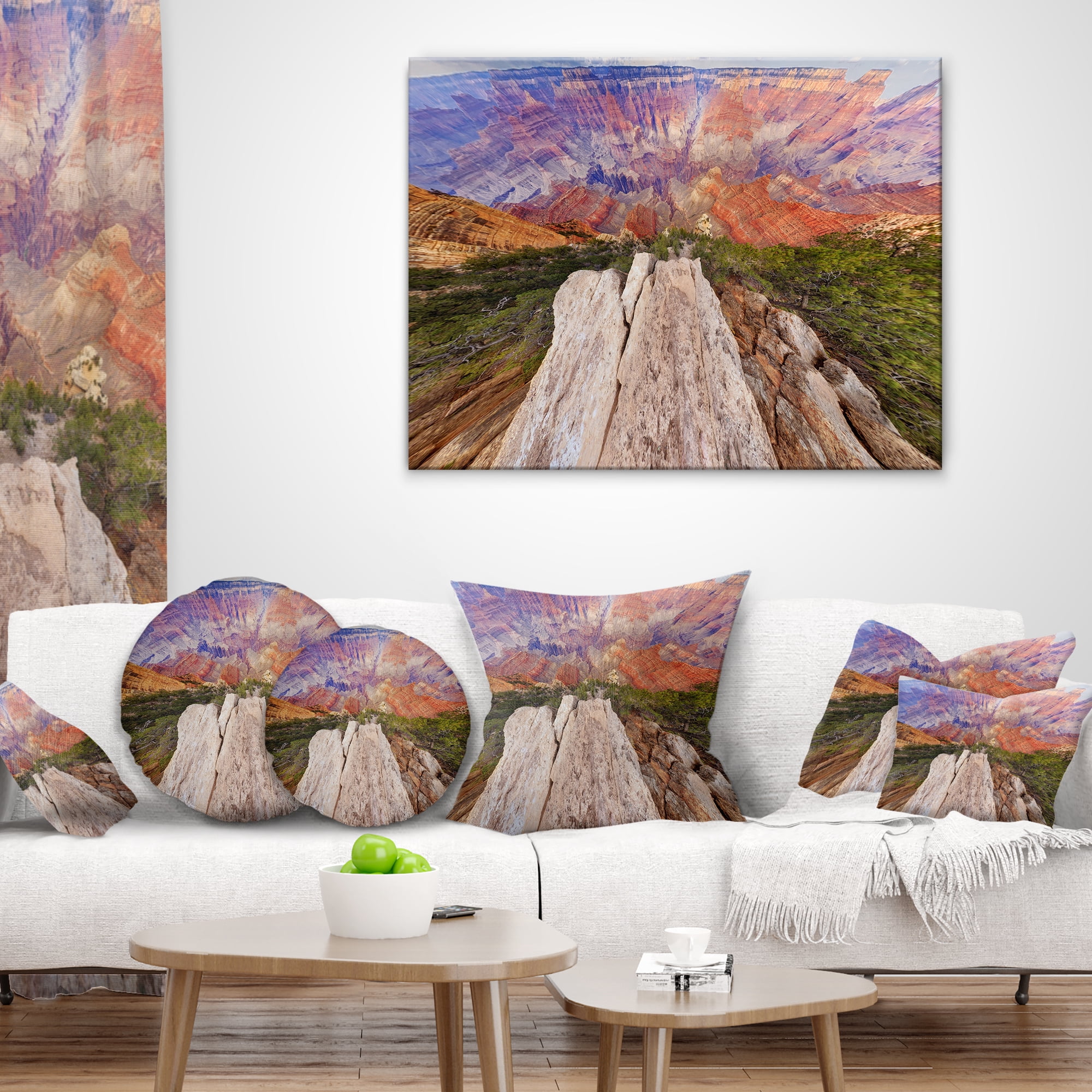 Designart Grand Canyon View from Above - Modern Seascape Throw Pillow - 18x18