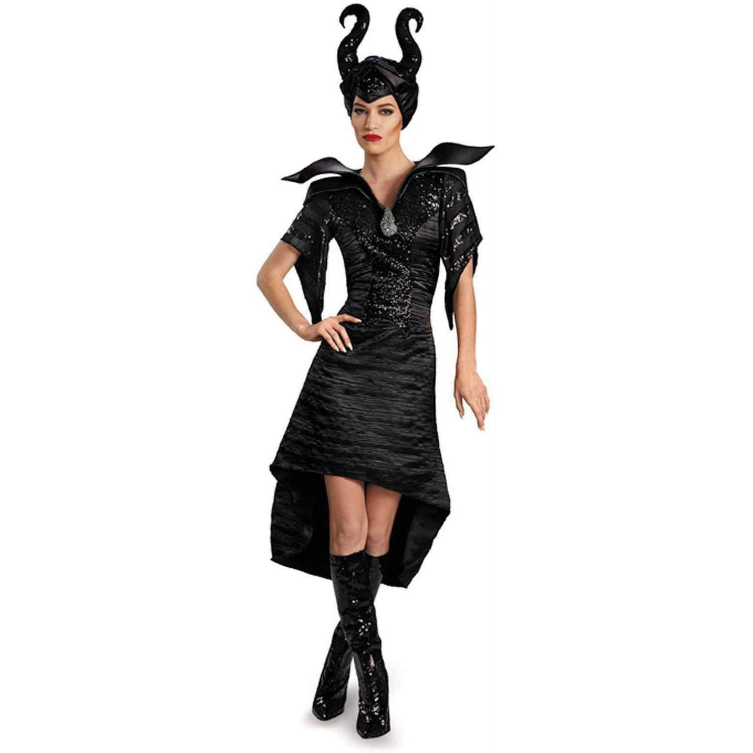 US Movie Maleficent Black Gown Christening Costume Witch Cosplay Fancy Dress 
