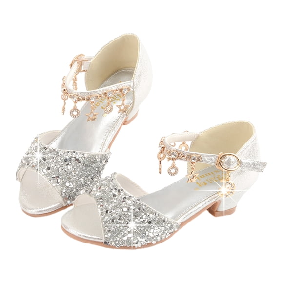 Minnieouse Zapatos de bailarina con purpurina para niñas, cuñas de ballet con lentejuelas, zapatos de fiesta, sandalias de tacones altos de Type2 NO2