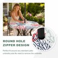 thumbnail image 5 of Round Outdoor Tablecloth with Umbrella Hole and Zipper, Red Navy Blue Coral Coastal Fitted Table Cover with Elastic Edge for 55-60 Inch, Summer Beach Seaside Nautical Waterproof Patio Tablecoths, 5 of 9