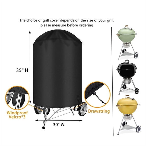 Grill Cover for 22 Inch Charcoal Kettle Outdoor Waterproof BBQ Cover