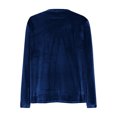 thumbnail image 5 of CFLVAEK Velvet Tops for Women Plus Size Long Sleeve Dress Casual Shirt Comfy Round Neck Blouses Solid Color Oversized Shirts Blue XL, 5 of 6