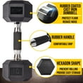 thumbnail image 2 of PRISP Rubber Encased Hex Dumbbell - Cast Iron Hand Weight for Home Gym, Exercise and Fitness with Rubber Grip; Sold Individually, 2 of 8
