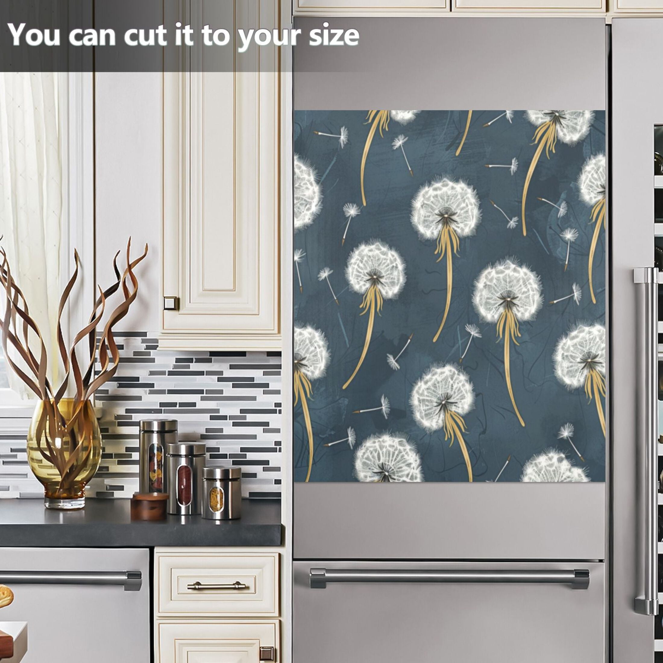 Dishwasher Magnetic Sticker 23x26 Inch Refrigerator Magnetic Sticker Washing Machine Magnetic Sticker Kitchen Panel Magnetic Sticker Home Decor Cartoon White Dandelion