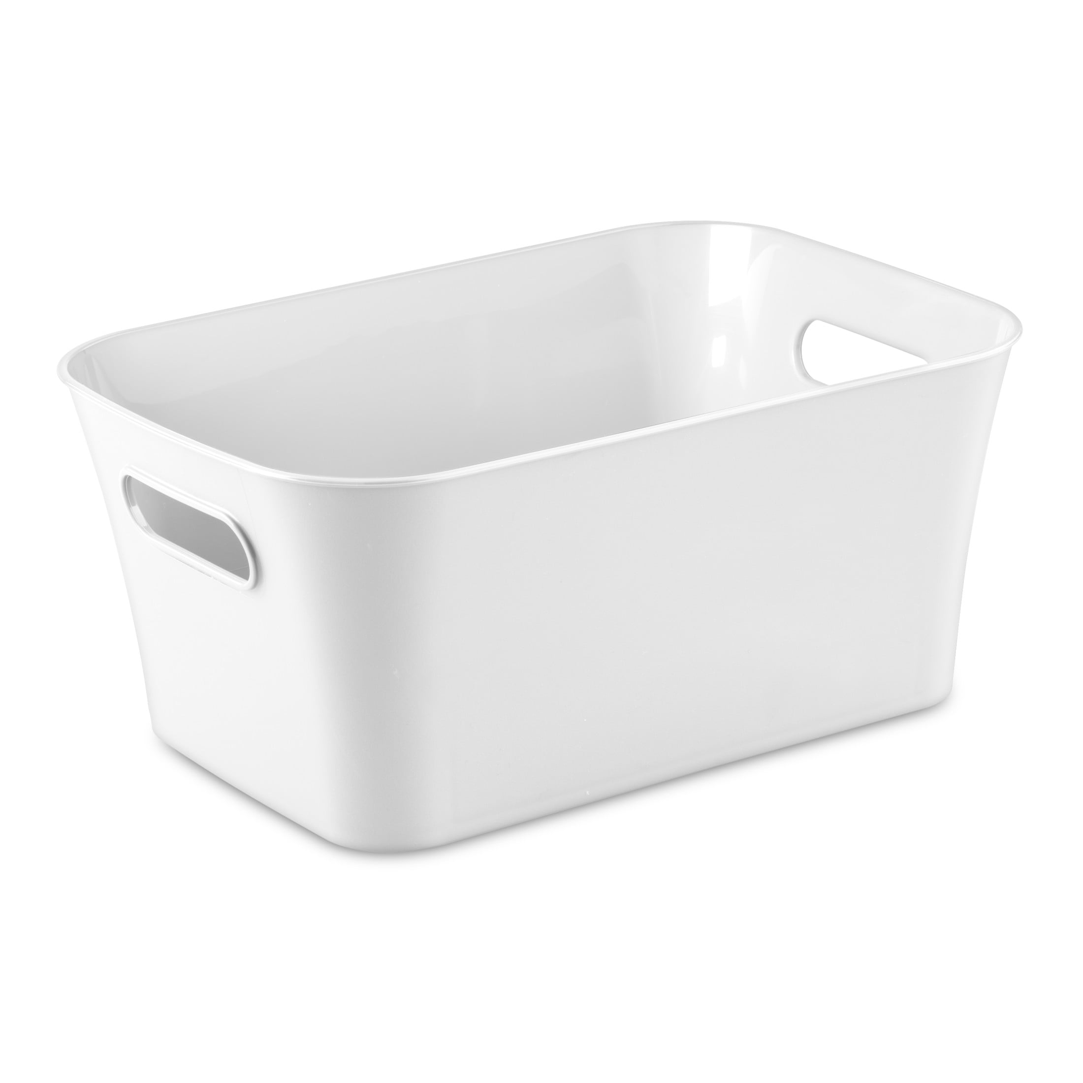 Mainstays Small Open Plastic Storage Bins, White