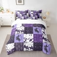 thumbnail image 3 of Manfei Bohemian Tribal Aztec 7 Pieces Bedding Comforter Set, Purple Patchwork Full Bedding Set, Cowgirl Cowboy Reversible Fitted Sheet Flat Sheet, Luxury Bedroom Decor, 3 of 8